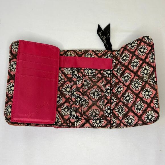 Vera Bradley Mocha Rouge Tre-Fold Wallet Pink Brown Quilted Retired 2011 - Picture 3 of 8
